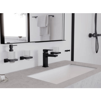 Dávkovač mýdla Hansgrohe AddStoris s držákem matná černá 41745670