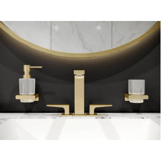 Dávkovač mýdla Hansgrohe AddStoris s držákem leštěný vzhled zlata 41745990