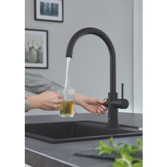 Dřezová baterie Grohe Red Duo s výpustí velvet black 30083KS1