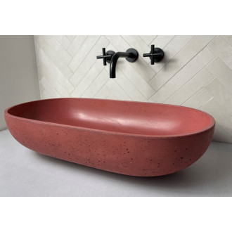 Umyvadlo na desku SAT Cemento 65x35 cm terakota bez přepadu CEM6535T