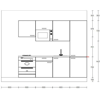 Kuchyňská linka Naturel 240 cm lesk bílá/dub EASYBLOK16BEZ