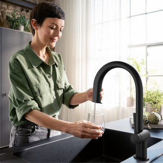 Dřezová baterie Hansgrohe Aqittura bez výpusti matná černá 76826670