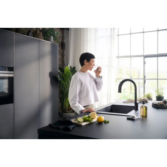 Dřezová baterie Hansgrohe Aqittura bez výpusti matná černá 76836670