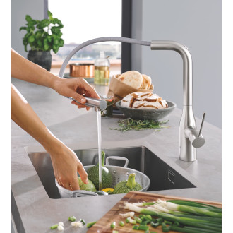 Dřezová baterie Grohe Essence s vytahovací sprškou, 2 proudy supersteel 30504DC0