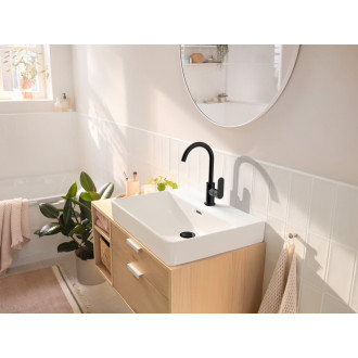 Vysoká umyvadlová baterie Hansgrohe Rebris S s výpustí matná černá 72536670