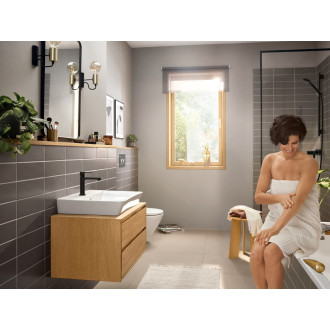 Umyvadlová baterie Hansgrohe Rebris E s výpustí matná černá 72559670