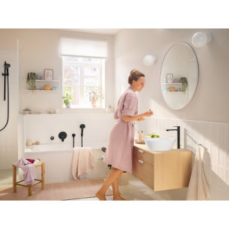 Vysoká umyvadlová baterie Hansgrohe Rebris S s výpustí matná černá 72580670