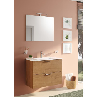 Koupelnová sestava s umyvadlem zrcadlem a osvětlením Vitra Mia 79x61x39,5 cm dub MIASET80D