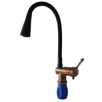 Dřezová baterie RAV SLEZÁK LABE se silikonovým ramínkem černá/stará mosaz L408.0/13SM