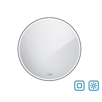 Černé kulaté zrcadlo s LED osvětlením 80 cm ZIL80LEDSEC