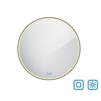 Černé kulaté zrcadlo s LED osvětlením 80 cm ZIL80LEDSEC