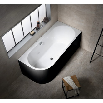 Asymetrická vana Polysan ASTRA 160x75 cm akrylát pravá černo/bílá 34611MB