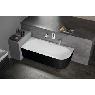 Rohová vana Polysan SUSSI 160x70 cm litý mramor levá černo/bílá 80219L