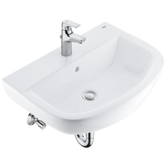 Sada Grohe Bau Ceramic Bundle 60,9x44,2 cm alpine-white s baterií Start Flow otvor pro baterii uprostřed 39472000