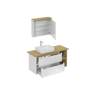 Koupelnová sestava s umyvadlem včetně umyvadlové baterie, vtoku a sifonu Naturel Stilla bílá lesk KSETSTILLA001