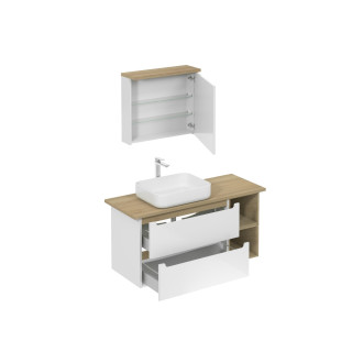 Koupelnová sestava s umyvadlem včetně umyvadlové baterie, vtoku a sifonu Naturel Stilla bílá lesk KSETSTILLA001