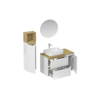 Koupelnová sestava s umyvadlem včetně umyvadlové baterie, vtoku a sifonu Naturel Stilla bílá lesk KSETSTILLA017