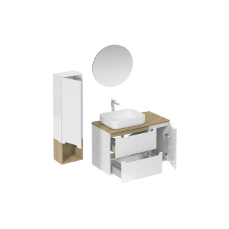 Koupelnová sestava s umyvadlem včetně umyvadlové baterie, vtoku a sifonu Naturel Stilla bílá lesk KSETSTILLA017