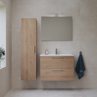 Koupelnová sestava s umyvadlem 80 cm včetně umyvadlové baterie, vtoku a sifonu VitrA Mia zlatý dub KSETMIA80D