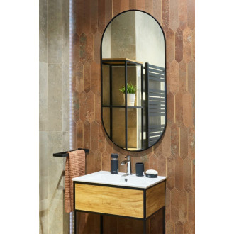 Zrcadlo B-Way oválné 80x40cm, černý rám ZBWOV8040C