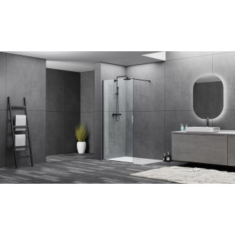 Walk-in 858X1950,čiré sklo 6mm, černý SATWIPRO90C