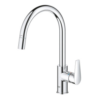 Dřezová baterie Grohe BauEdge s vytahovací sprškou chrom 30536000