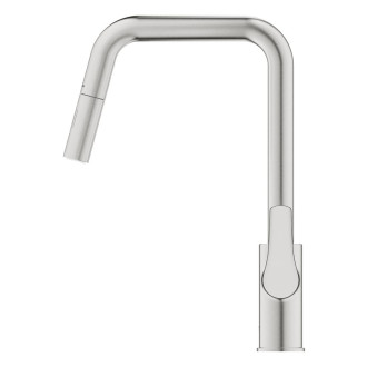 Dřezová baterie Grohe Eurosmart 2021 s vytahovací sprškou, 2 proudy supersteel 30619DC0