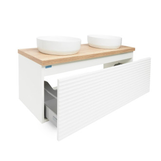 Savona skříňka bílá s deskou dub halifax SAVONA120BIDDH