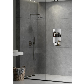 Vestavná dvojpolička SAT Aurum kartáčovaná ocel 30x60 cm SATAURN6030SBS