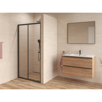 Pos. dveře 140x185,čiré sklo 4mm, černé SATPROMUD140CT