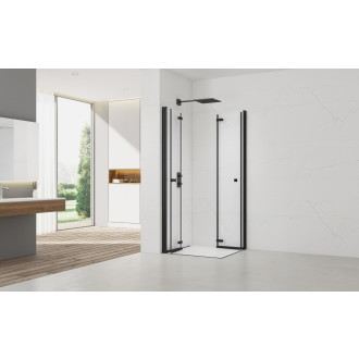 Sprchové skládací dveře - černé T 90x90 SATSK9090C
