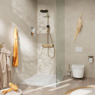 Sprchový systém Hansgrohe Pulsify S na stěnu s termostatickou baterií kartáčovaný bronz 24221140