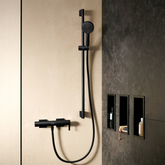 Sprchová tyč Hansgrohe Unica na stěnu s držákem sprchy a sprchovou hadicí matná černá 24401670