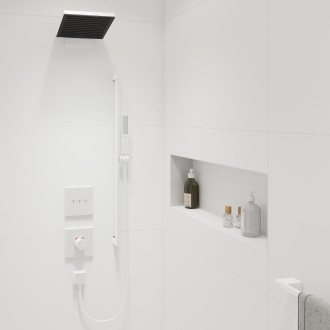 Sprchová tyč Hansgrohe Unica na stěnu s držákem sprchy a sprchovou hadicí matná bílá 24403700