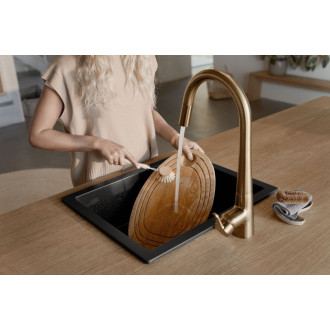 Dřezová baterie Hansa Designo s vytahovací sprškou, 2 proudy broušený bronz 5136228381