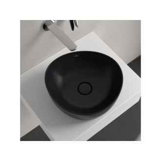 Villeroy & Boch Antao umyvadlo na desku 40x39,5 cm, bez přepadu, Ceramic Plus, Pure Black, 4A7240R7