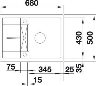 Blanco METRA 45 S Compact dřez vestavný černá granit 525 913