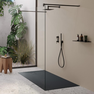 Sprchová vanička obdélníková Huppe EasyFlat 100x90 cm litý mramor antracitová matná EF0207.128