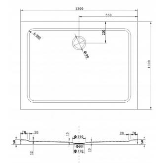 Mexen slim obdélníková sprchová vanička 130 x 100 cm, bílá - 40101013