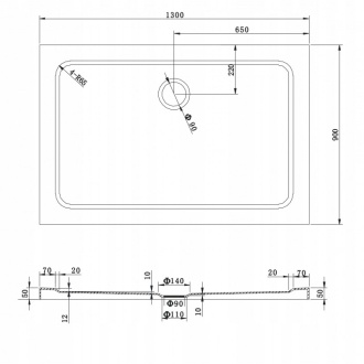Mexen slim obdélníková sprchová vanička 130 x 90 cm, bílá - 40109013