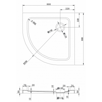 MEXEN Sprchová vanička  80x80 bílá, 41108080