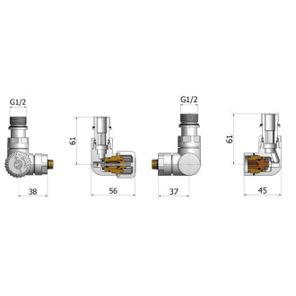 Ventil pro ústřední vytápění Hopa Classic-Set černá VENTILVISIONSETB