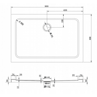 Mexen slim obdélníková sprchová vanička 90 x 80 cm, bílá - 40108090