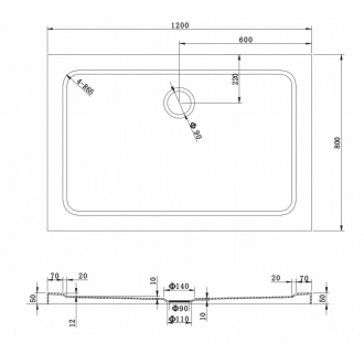 Mexen slim obdélníková sprchová vanička 120 x 80 cm, bílá - 40108012