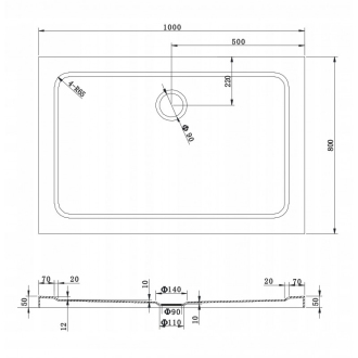 Mexen slim obdélníková sprchová vanička 100 x 80 cm, bílá - 40108010