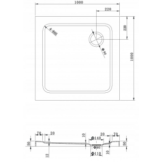 Mexen slim čtvercová sprchová vanička 100 x 100 cm, bílá - 40101010
