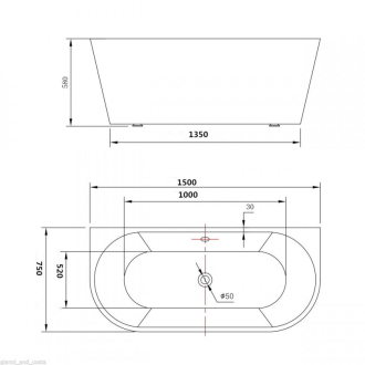 MEXEN OVAL vana volně stojící 150x75x58 52671507500