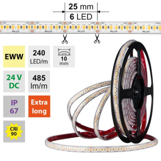 McLED  LED pásek - sada 1 m, 240 LED/m, EWW, 6 W/m, DC 24V, 485 lm/m, CRI90, IP67, 10 mm, vodič 3 m ML-126.035.90.S01001