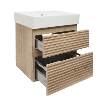 Koupelnová skříňka 2 zásuvková s umyvadlem Naturel Savona 58x53x44,8 cm dub Halifax mat SAVONA260DHSAT