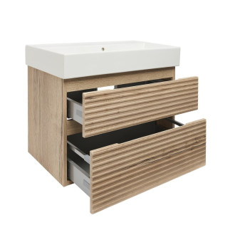 Koupelnová skříňka 2 zásuvková s umyvadlem Naturel Savona 78x53x44,8 cm dub Halifax mat SAVONA280DHSAT